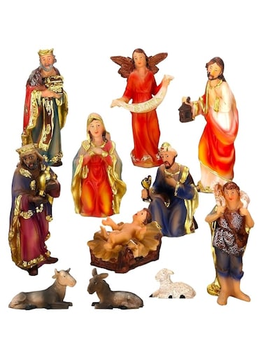 Dailychic Nativity Set with 11 Figures,Christmas Crib Sets for Indoor Holy Family Nativity Scene for Xmas Decor Gift - Christmas Party Home Decorations (3.5")