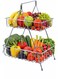 High-Quality Double-Tier Steel Fruit and Vegetable Stand Ideal for Kitchen Countertops with Durable Space-Saving Organizer Finish in Silver