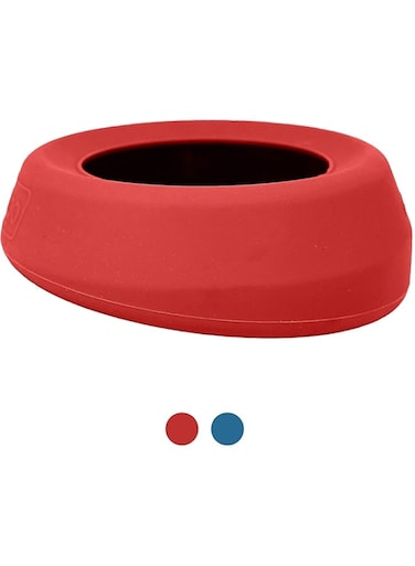 Kurgo Splash Free Wander Water Bowl, No Spill Dog Travel Portable Mess Bowl for Dogs, Less Pet Car Travel, Accessories, 24 oz, Chili Red