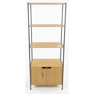 Tradeo 4-Tier Industrial Bookshelf with Storage Cabinet, Modern Wood &amp; Metal Standing Display Rack
