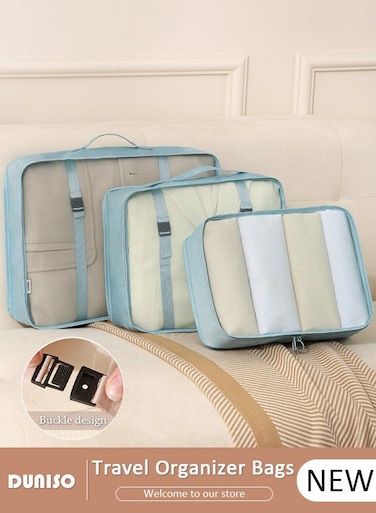 3 Piece Travel Organizer Bags for Luggage, Waterproof and Durable Travel Bags, Packing Cubes for Travel, Compression Cubes for Suitcases, Travel Bags for Clothes, Toiletries, Clothing, Underwear