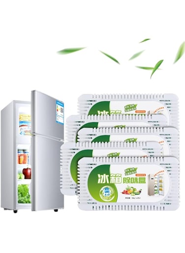Aowin 4 Pack Refrigerator Deodorizer,Fridges Odor Eliminator,Natural Unscented Activated Charcoal Refrigerator Deodorizer,Dehumidizer,Antistaling Agent for Freezers Coolers and Lunch Boxes