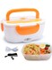 Lunch Box 2 in 1, Portable Food Warmer Heating,Food-Grade Container, 12V 110V 40W Adapter, Car Truck Home Work Use, Spoon and 2 Compartments Included (orange)
