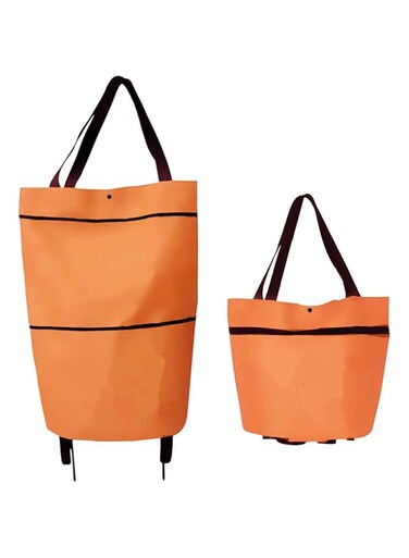 Oasisgalore 2-in-1 Foldable Shopping Cart with Wheels, Portable Collapsible Trolley Bag