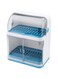 U-HOOME Dish Drying Rack Dust-proof Kitchen Plastic Dish Rack Tableware Storage Box Drain Dishware Lid Double-layer Partition Cupboard Double-layer Tableware Storage Rack