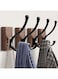 Coat Hooks Wall Mounted, 4 Pack Walnut Wood Wall Hooks for Hanging, Heavy Duty Double Towel Hat Hooks Rack, Rustic Decorative Hooks for Hanging Coats, Towels, Keys, Bags, Robes (black(4pcs))