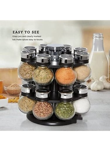 Spice Jar Rack &acirc;&euro;&ldquo; 6/12 Jars Kitchen Spice Organizer with Clear Lids, Countertop &amp;&Acirc;&nbsp;Cabinet&Acirc;&nbsp;Storage