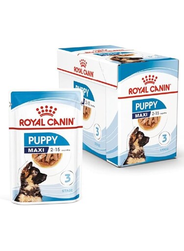 Royal Canin Canine Health Nutrition Maxi Puppy 2-15 Months Stage 3 (Wet Food - Pouches), 10 * 140 G Pouch