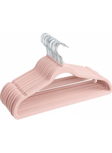 Dot Gift&Acirc;&reg;10-Pack Pink Non-Slip Velvet Hangers 42cm With 360 Degree Rotatable Hook - Durable &amp; Slim - Non Slip Hangers for Coat Hangers - Pant Hangers