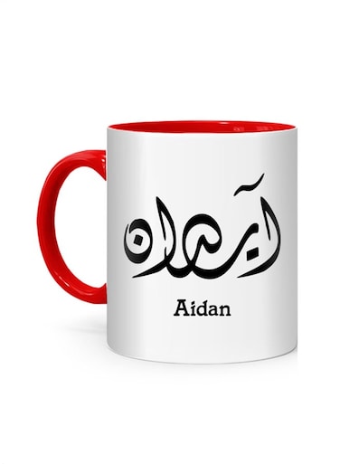 Styles Arabic Calligraphy Name Aidan Printed Mug White/Red