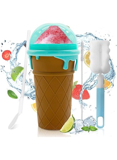 Tazweeq Slushy Maker Cup, Large Capacity 500ML Magic Frozen Cup, Smoothie Cup with Lid and Straw, Silicone Squeeze Cup DIY BPA Free Quick Cooling Smoothie Making Cups