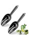 Herogo 3oz Mini ice Scoop Set of 2, Small Stainless Steel Scooper for Candy/Flour/Bean/Pet Food/ Ice Cube, Metal Utility Scoops for Kitchen Bar Party Wedding, Dishwasher Safe &amp; Heavy Duty, Black