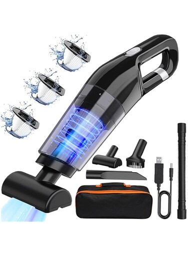 Yoawllty Handheld Vacuum Cleaner, 120W High-Power Vacuum Cleaner, Wet and Dry, Suitable for Home, Car, Office, with 3 Filters and 3 ​Different Nozzle