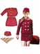 Fitto Girls Flight Attendant Dress Free Size Pretend Play Cabin Crew Uniform For Girls, Full Set with Skirt, Jacket, Hat Neck Scarf