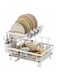 2 Tier Dish Drying Rack, Upgrade Stainless Steel Dish Rack with Drip Trip, Dish Drainer Rack with Utensil, Cup and Cutting Board Holder, Sink Drying Rack for Kitchen Counter, Sink Drainer, White