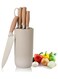 Khaki Sharp Knife Set for Kitchen - Premium 6-Piece Stainless Steel Cutlery Set with Ergonomic Wood Handles, Ideal Cookware for Home Chefs and Kitchen Accessories
