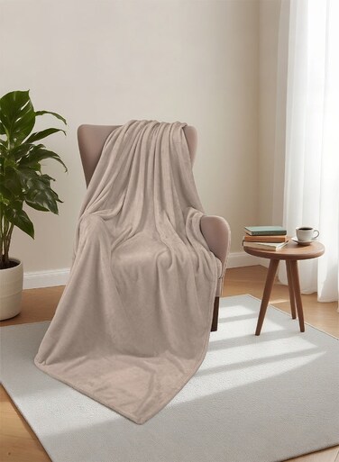 East Light Blanket By Noon East - 220X230 Cm Ultra Plush Mocha 100% Polyester Ultra Plush For Sofa Or Bedroom