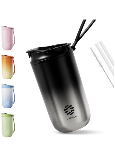 450ml Travel Coffee Mug - Double Wall Insulated Stainless Steel - Reusable Leak-Proof Thermal Tumbler - Two Ways to Drink - Perfect for Commuting, Office &amp; Traveling