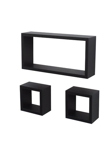FLOATING WALL SHELVES CUBOID 3PCS SET BLACK SIZE: 40x20x90CM/ 15x15x90CM/ 15x15x90CM