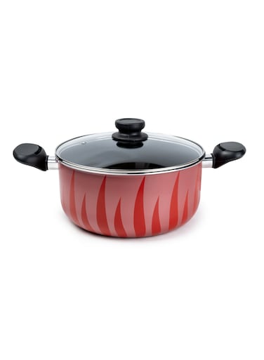 Flame Design Aluminium Non-Stick Casserole with Lid and, Stew Pot Suitable for Gas, Electric, Induction, and Ceramic Stove - 24cm