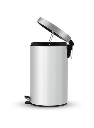 Royalford 20 Litre Stainless Steel Pedal Bins RF12092 Round Hands Free Kitchen Garbage Trash Bins Soft-Close Lid