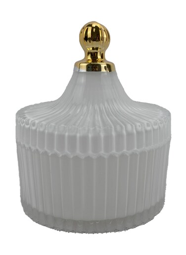 Vintage Crystal Container With Lid Glass Candy Jar-White