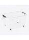Storage Box with Lid 55L   Clear Stackable Plastic Organizer with Secure Locks and Wheels