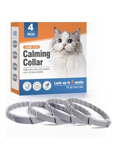 Pzlagia 4 Packs Cat Calming Collar for Cats Pheromone Collar Efficient Relieve Reduce Anxiety Stress Pheromones Calm Relaxing Comfortable Collars Long-Lasting 30 Days Adjustable Breakaway Design Gray