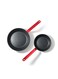 2 Piece Swiss Coating Frying Pan Set, 20 and 26 CM, Non-stick, Oven Safe &amp; Dishwasher Safe, Induction Compatible, PFOA PFOS Free - Black with Red Handles