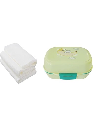 Star Babies Back to School Combo pack (Lunch Box with Disposable Towel Pack of 3)-Yellow Print