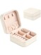 HBSTUDIO Mini Jewelry Box,Portable Travel Leather Jewellery Ring Organizer Case Storage Gift Box Girls Women (White).