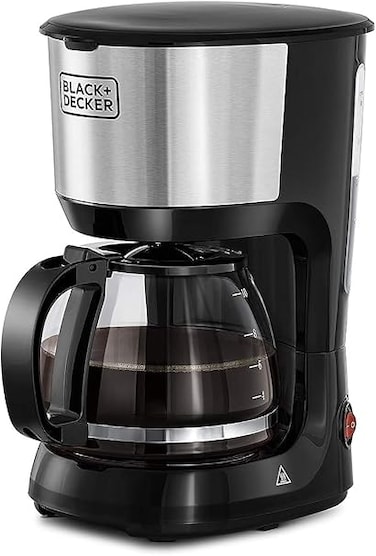 Black+Decker 750W 10 Cup Coffee Maker/Coffee Machine With Glass Carafe For Drip Coffee, Silver/Black - Dcm750S-B5