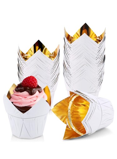 Aluminum Baking Cups 50 Pack for Muffins Cupcakes Dessert Creations Ideal for Weddings Birthdays Baby Showers