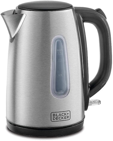 Black + Decker Stainless Steel Kettle, 1.7 Litre, Silver, JC450-B5 (With On/Off Switch And An Indicator light, 2 Year Warranty)