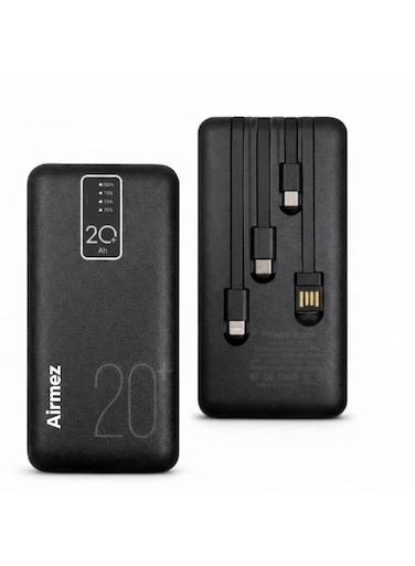 إيرميز باور بانك محمول بسعة 20000 مللي أمبير، شاحن USB-C عالي السعة مع منفذ PD USB-C ومنافذ QC USB-A، بطارية شحن سريع - أسود