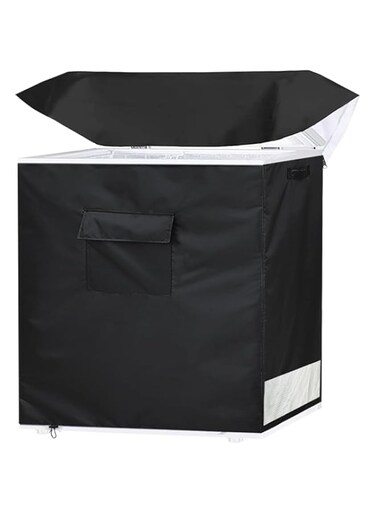 YANGSHILEI Chest Freezer Cover Deep Freezer Covers for Outside 5.0 Cubic Feet Freezer，Top with Zipper to Open Waterproof and UV protection Extend their Service Life (black) (28"L&times;23"W&times;34"H)