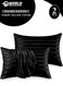 Set of 2 Black Satin Stripe Pillow Covers Featuring 300 Thread Count, 1cm Satin Stripe, Envelope Closure, Cool, Breathable &amp; Premium Quality