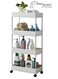 Kitchen Organiser, Household Storage Cart Mobile Shelving Unit Organizer Slide Out Storage Tower Rolling Utility Cart for Kitchen Bathroom Laundry Racks White
