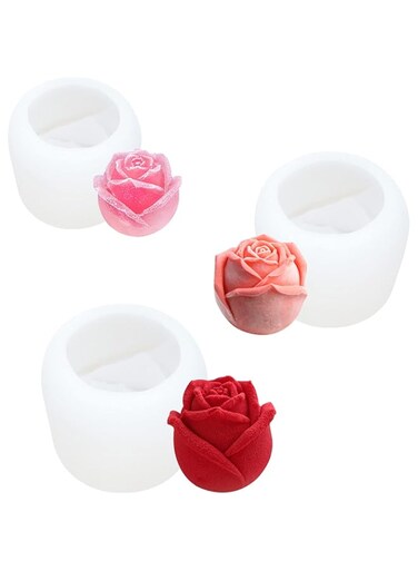 3D Rose Flower Mould Resin Mold Silicone Rose 3D Ice Cube Handmade Molds Rose Flower Shaped Silicone Moulds Silicone Flower Candy Mold for Cake Decoration Chocolate Handmade Soap Candy Making 3 Pieces