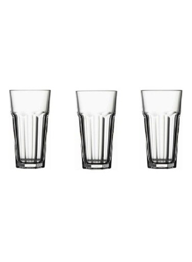 3 Pieces Casablanca Long Drink Glass Set 365 Ml, 148 Mm Height, 80 Mm Diameter, Fully Tempered Clear