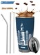 20oz Tumbler, Stainless Steel Vacuum Insulated Coffee Travel Mug with Straw and Brush, Double Wall Powder Coated Coffee Mug Travel Mug with Lid Thermal Cup for Outdoor,Suitable for Iced &amp; Hot Drinks, Architecture of UAE design(Blue), Ideal Gift