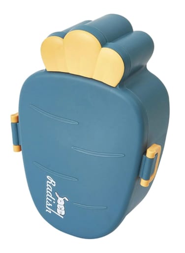 Twisoo Cute Rabbit Lunch Box for Kids - 900ml BPA-Free Food Grade PP, 3 Compartment Leakproof Lunchbox with Spoon &amp; Fork, Clip Lock Spillproof Design, Ideal for School (Gray)