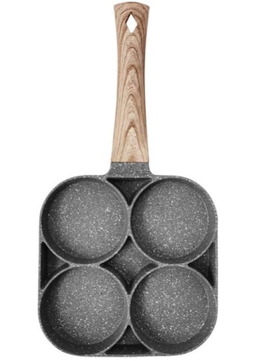 Hole Omelet Pan for Burger Eggs Ham Pancake Maker Wooden Handle Frying Pot Non-Stick Cooking Breakfast
