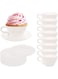 ELECDON Silicone Muffin Cups for Baking, 16 Pcs Teacup Cupcake Liners, Reusable Muffin Liners, Silicone Cupcake Chocolate Baking Cups, 8 Cups &amp; 8 Saucers, White