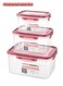 Set of 3 Plastic LocknLock Airtight Food Storage Container Reusable BPA Free Rectangular Food Container with Leak Proof Locking Lid