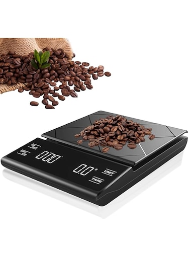 AnnuoYi Digital Coffee Scale,Timing Electronic Coffee Scale，3kg/0.1g High Precision Espresso Scale，For Baking/Cooking/Coffee/Weight Loss（Black）
