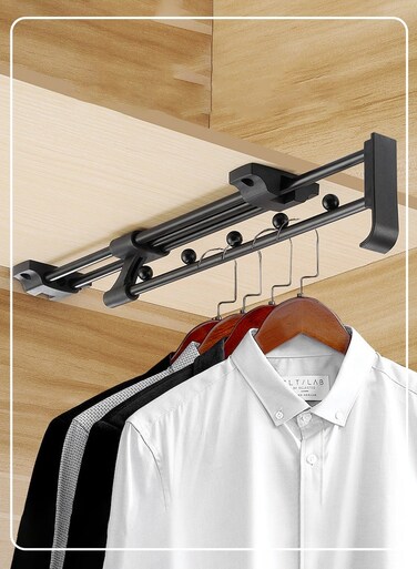 45CM Heavy-Duty Retractable Wardrobe Rack &acirc;&euro;&ldquo; Multi-Slider for Trousers, Scarves, Clothes &amp; Towels   Space-Saving Steel Hanging Rod