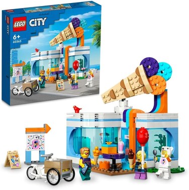 Lego 60363 City Ice-Cream Shop Toy For 6+ Year Olds with Cart Bike and 3 Minifigures, Birthday Gift For Boys, Girls, Kids, 2023 Set