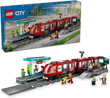 Lego City Downtown Tram and Station Vehicle Building Toy Set For 7 Plus Year Old Kids, Boys &amp; Girls, with 6 Minifigures and A Guide Dog Figure For Role Play, Birthday Gift Idea, 60423
