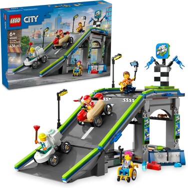 Lego City No Limits: Race Car Ramp Track Set - Building Toys For 6+ Year Old Boys &amp; Girls - Buildable Ramp For Racing with 2 Soapbox Cars &amp; 4 Minifigures - Fun Birthday Gift Idea - 60460